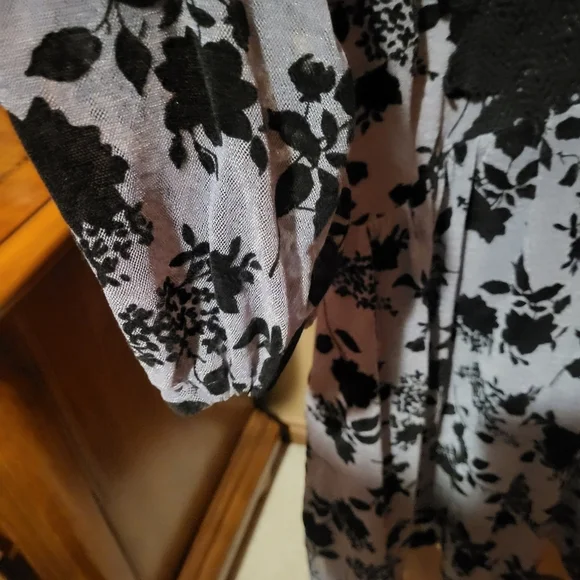 Entro Gray Burnout Velvet Long Sleeve Lace Collar Babydoll Dress Size Large Y2K - Picture 7 of 7